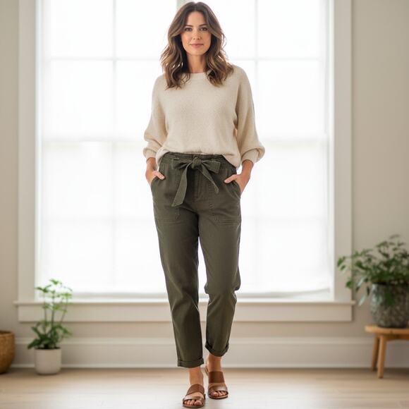 Maurices Olive High-Waist Belted Utility Pants – Size 8 NWT - Picture 1 of 4